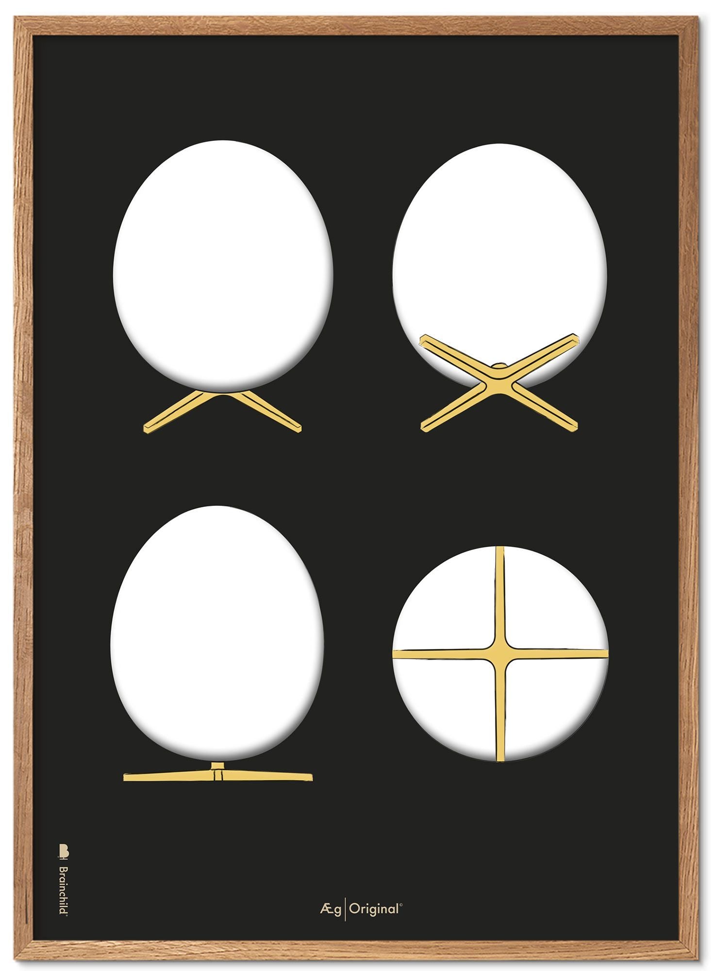 Brainchild The Egg Design Sketches Poster Frame Made Of Light Wood A5, Black Background