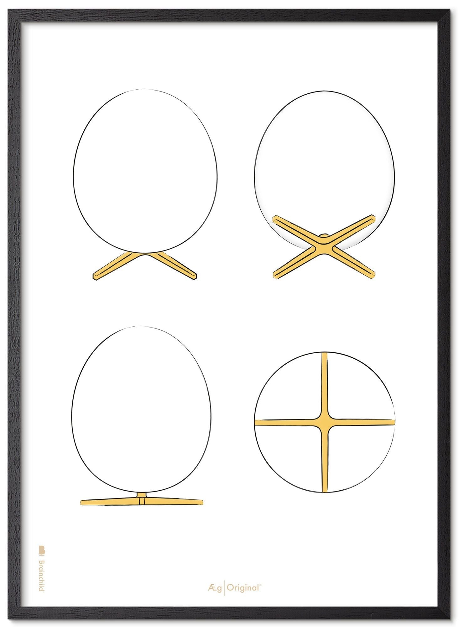 Brainchild The Egg Design Sketches Poster Frame Made Of Black Lacquered Wood 50x70 Cm, White Background