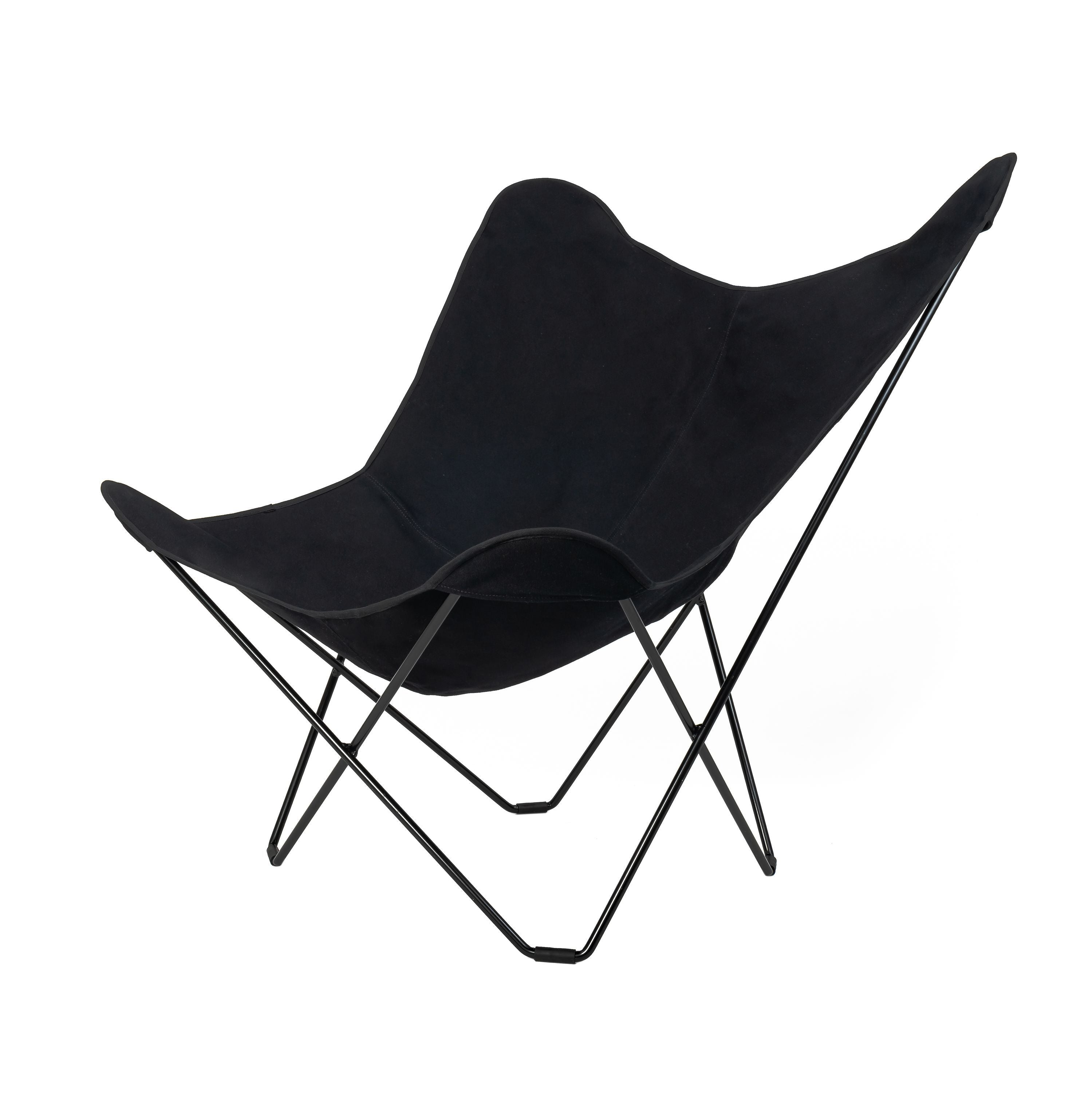 Cuero Cotton Canvas Mariposa Chair, Sort Med Sort Stel-Lænestole-Cuero-7340172612148-Cot-Can-Mar-Ind-Blk-BlkFr-CUE-Allbuy