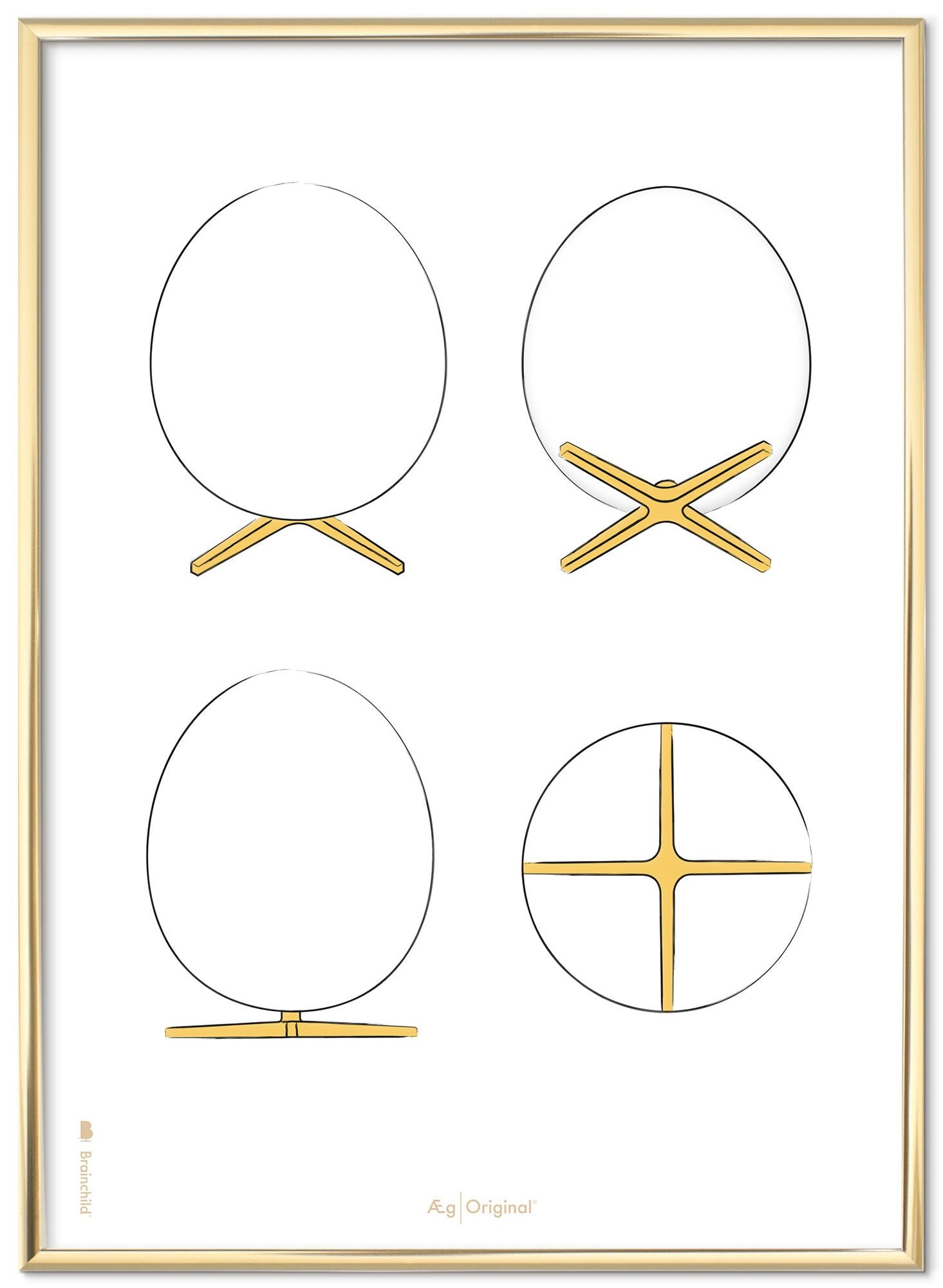 Brainchild The Egg Design Sketches Poster Frame Made Of Brass Colored Metal A5, White Background
