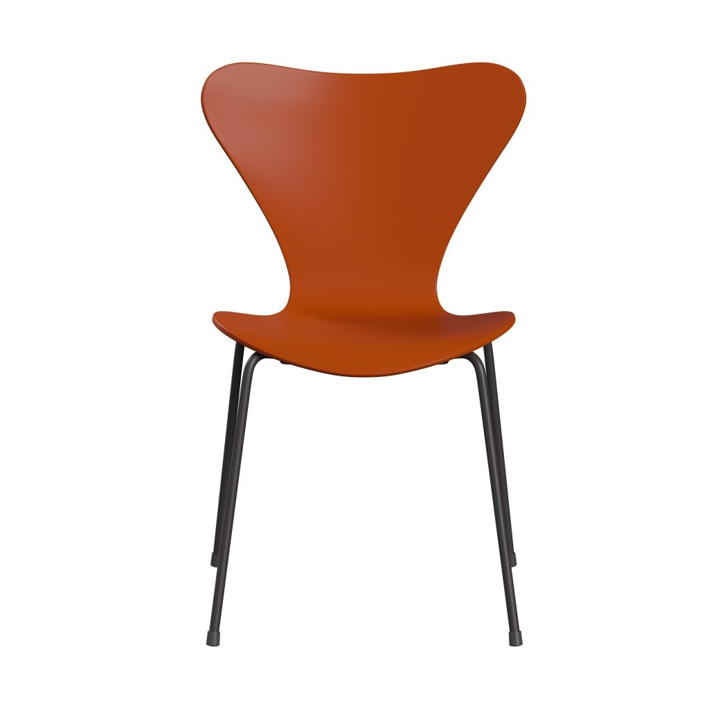 Fritz Hansen 3107 Shell Chair, Warm Graphite/Lackered Paradise Orange