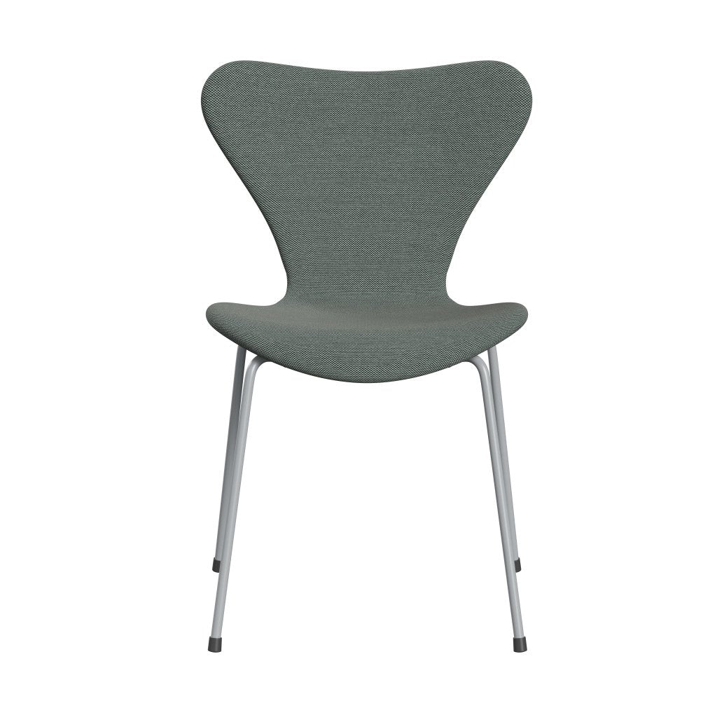 Fritz Hansen 3107 stol helt vadderad, silvergrå/stålcuttrio whire/mörkgrön