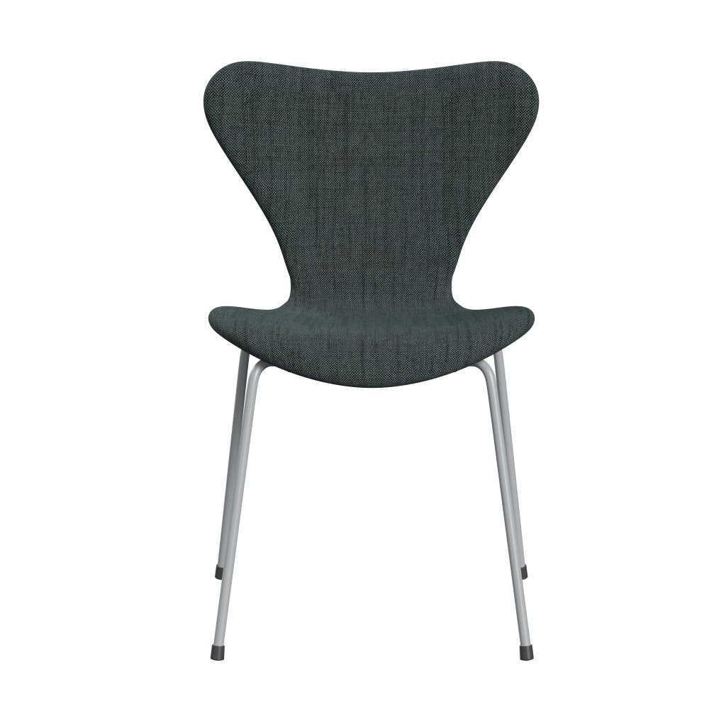 Fritz Hansen 3107 stol helt vadderad, silvergrå/sunniva 2 svart/ljusblå
