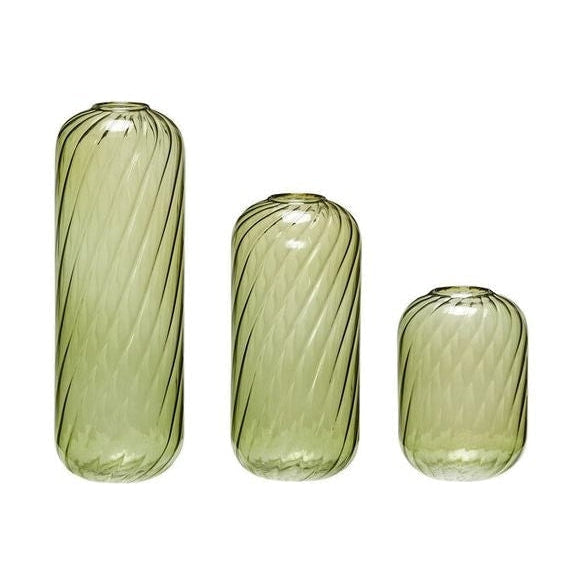 Hübsch Fleur Vase set med 3, Green