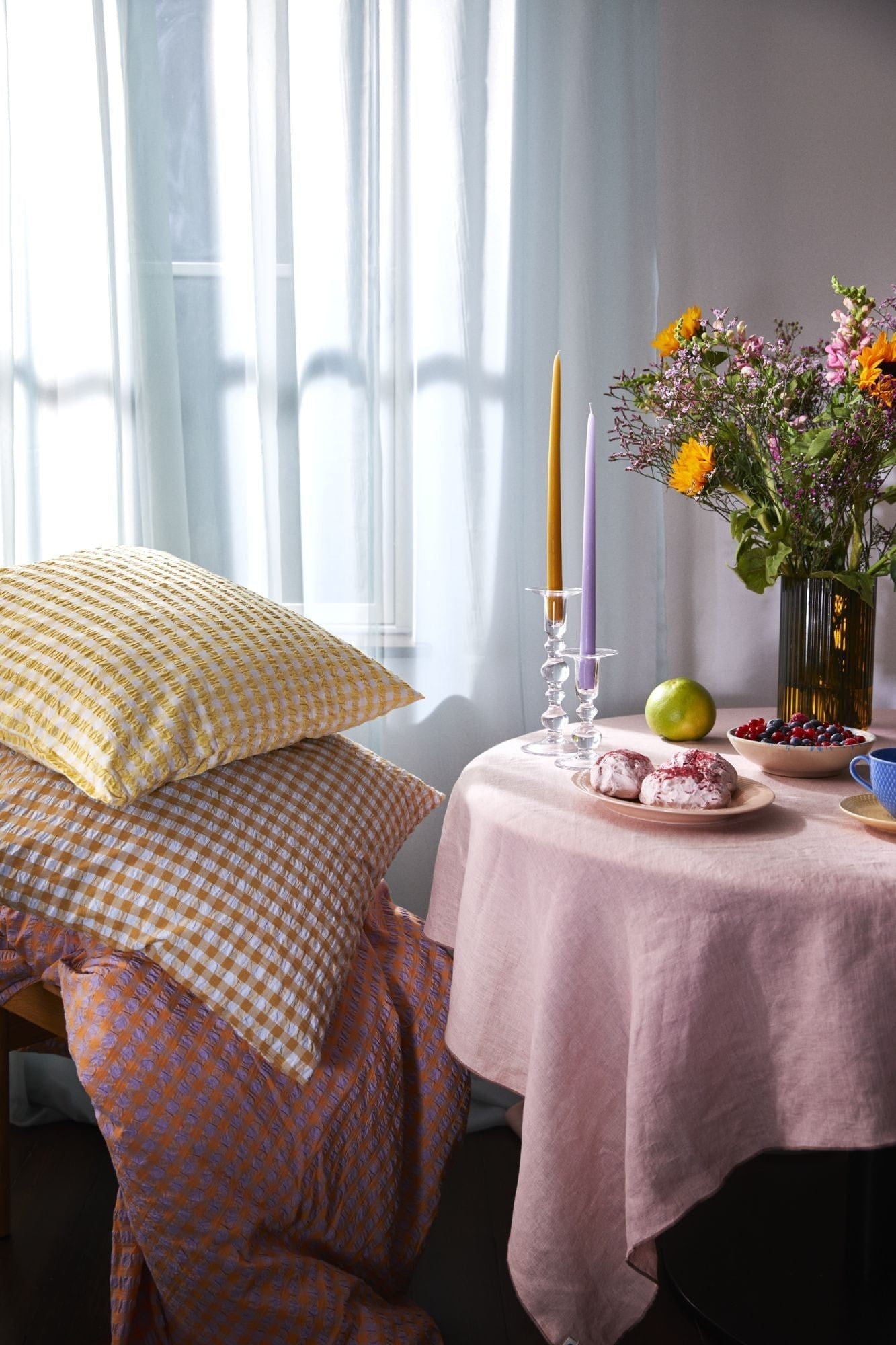 JUNA Bæk & Wave -sängkläder 140x200 cm, lavendel/persika