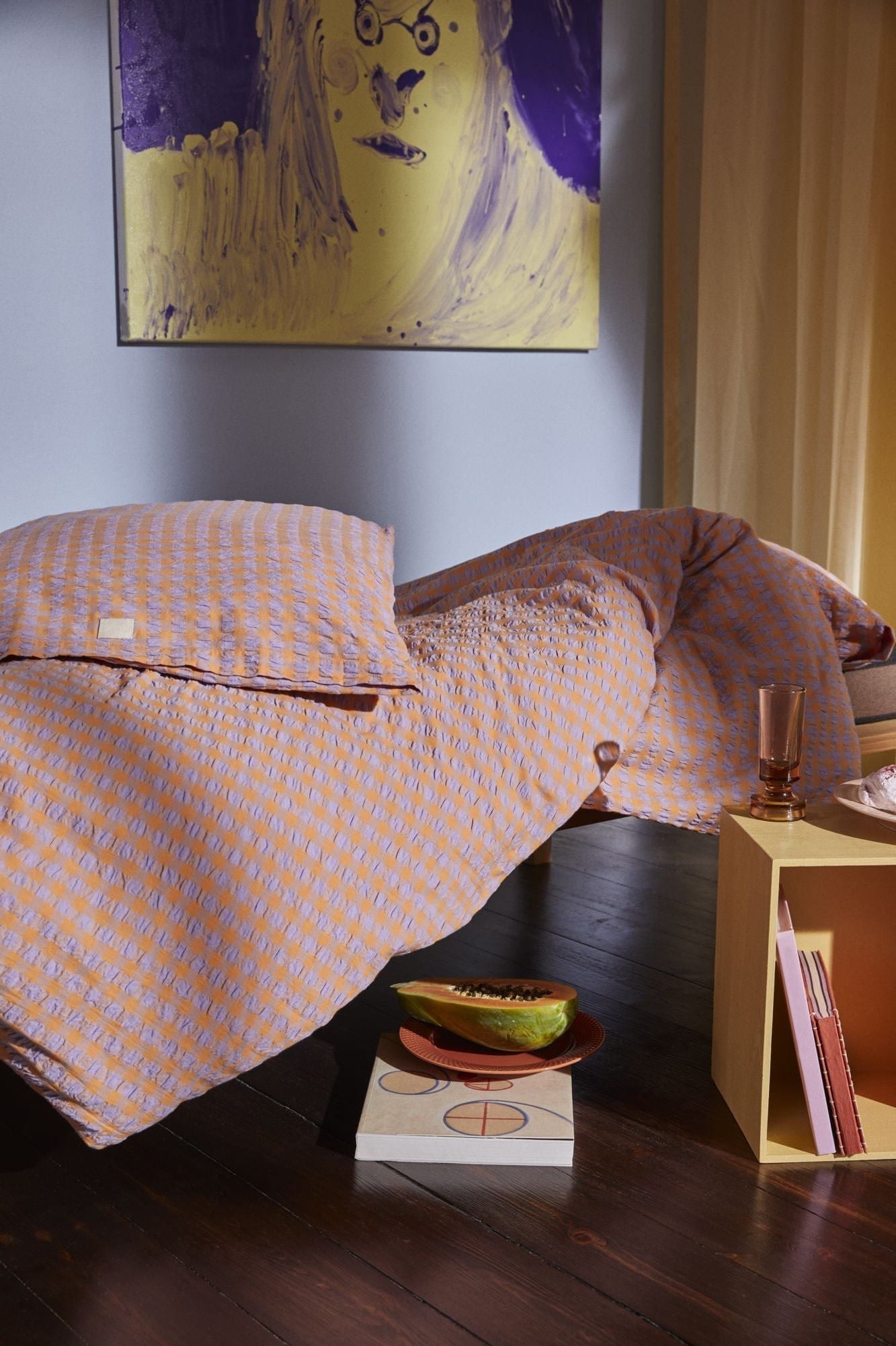 JUNA Bæk & Wave -sängkläder 140x200 cm, lavendel/persika