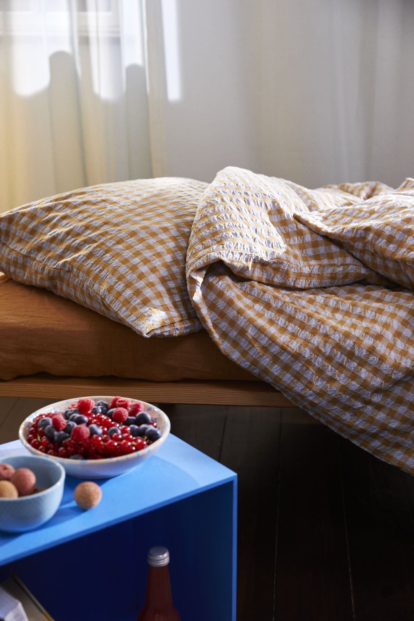 JUNA Bæk & Wave -sängkläder 140x200 cm, ljusblå/sand