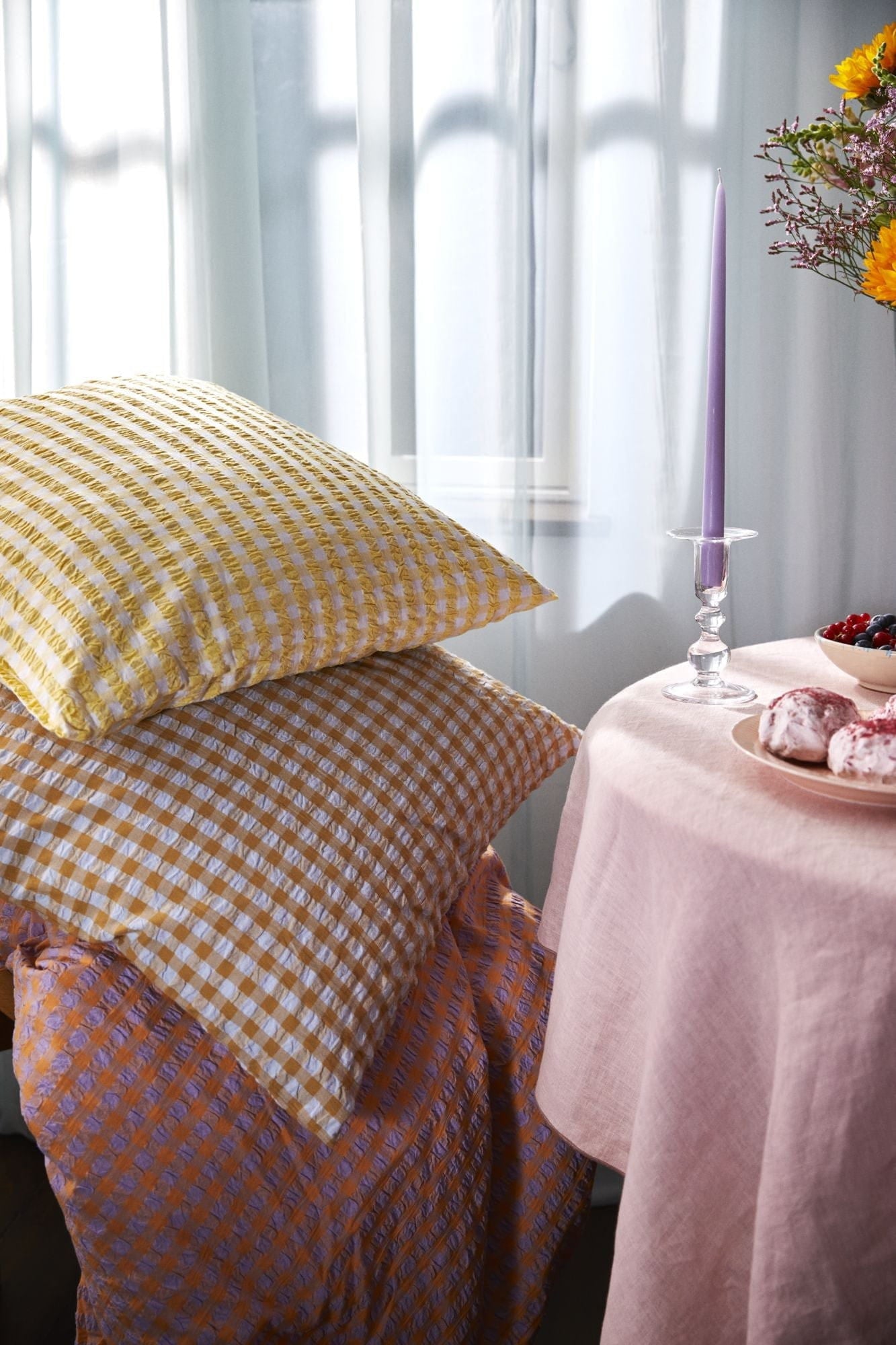 JUNA Bæk & Wave -sängkläder 140x220 cm, lavendel/persika