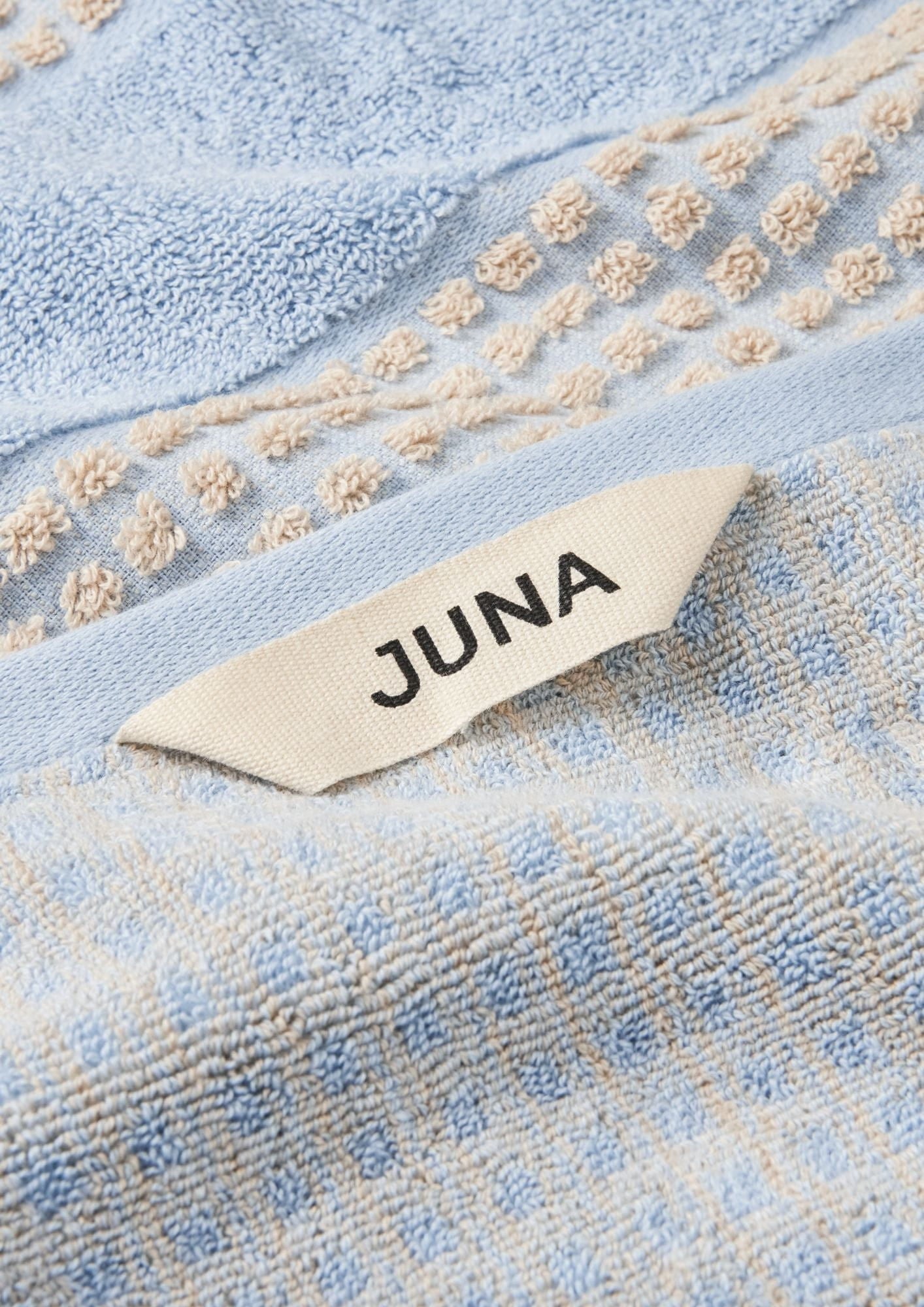 Juna Check Håndklæde 50x100 Cm, Lys Blå/Sand