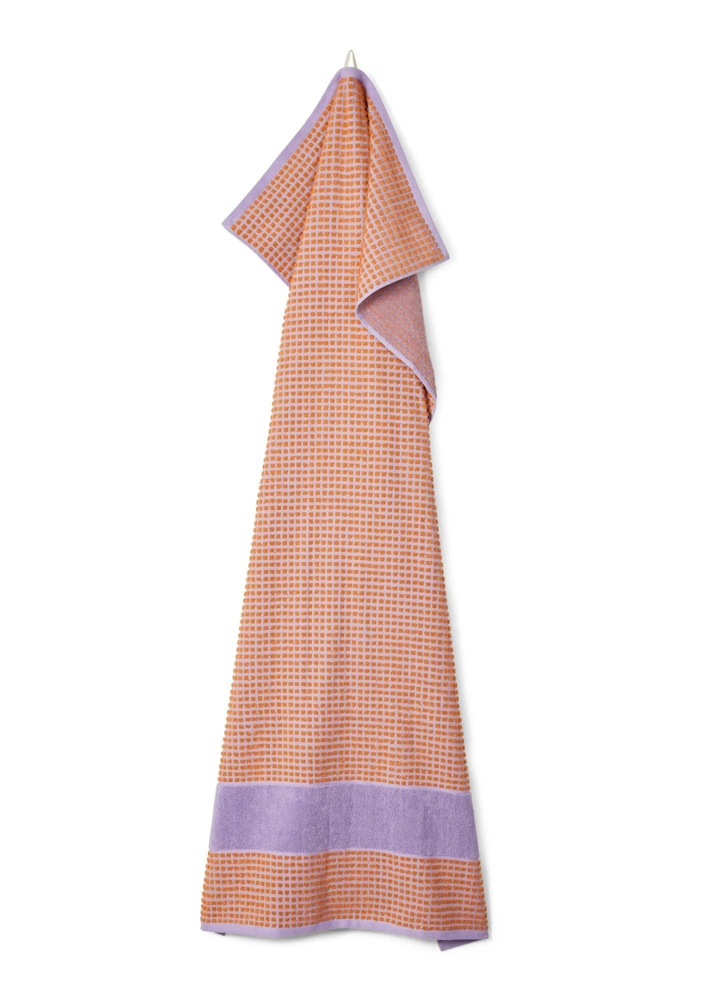 JUNA Kontrollera handduken 70x140 cm, lavendel/persika