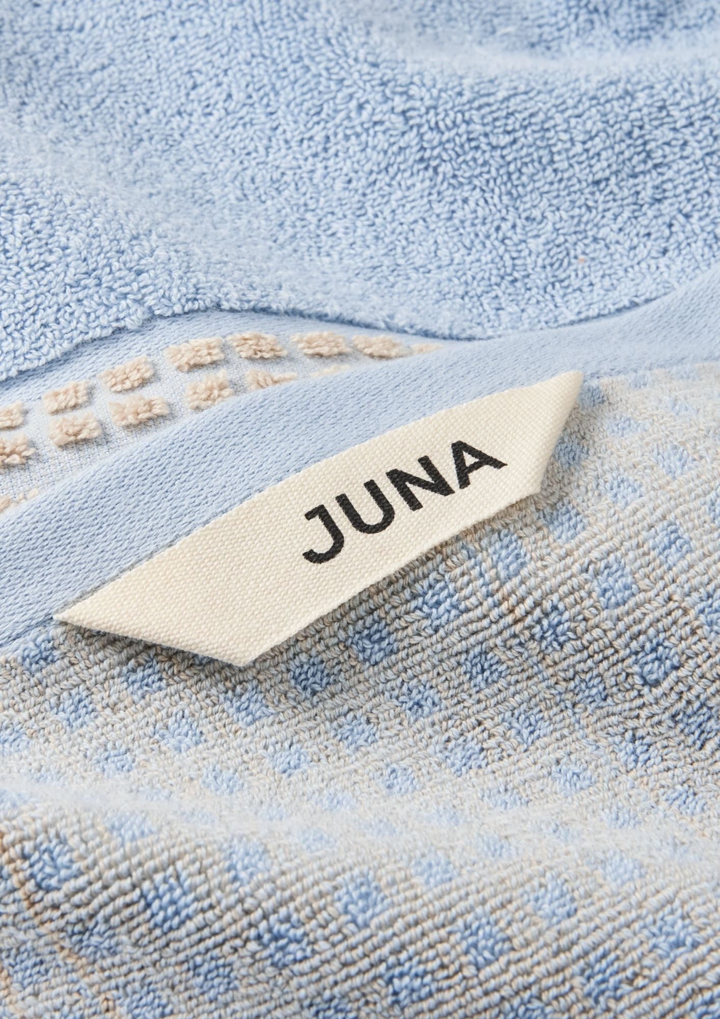 Juna Check Håndklæde 70x140 Cm, Lys Blå/Sand