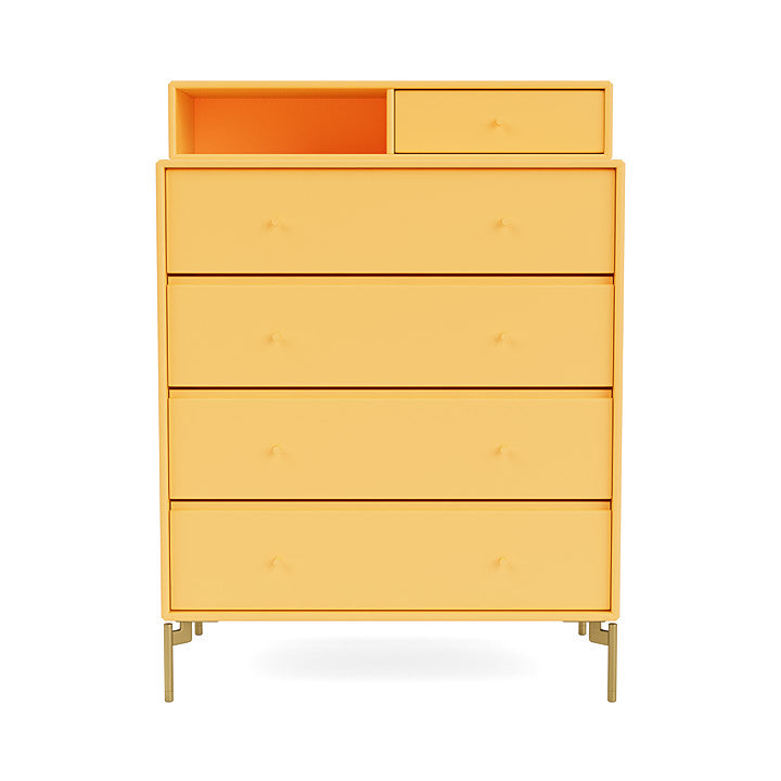 Montana Keep Chest Of Drawers With Legs, Acacia/Brass