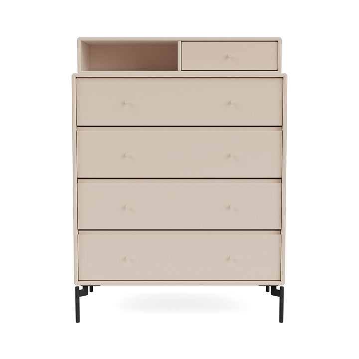 Montana Keep Chest Of Drawers With Legs, Clay/Black