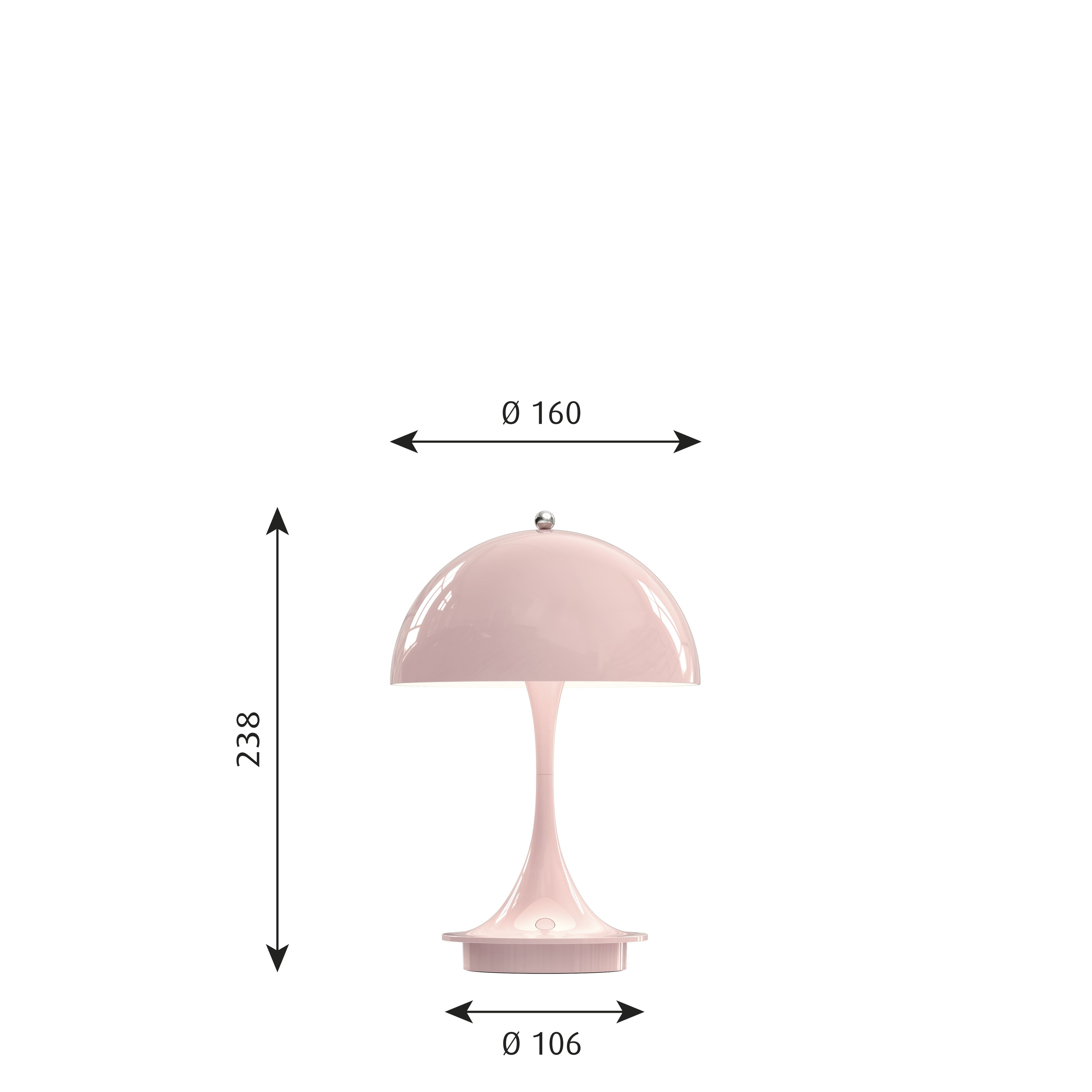 Louis Poulsen Panthella bärbar bordslampa v2, blek ros