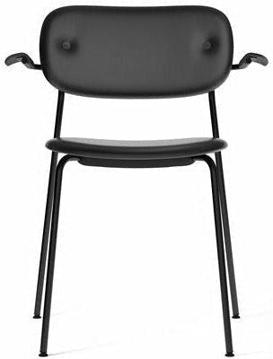 Audo Copenhagen Co matbordstol helt vadderad med armstöd svart ek, svart/dakar 0842