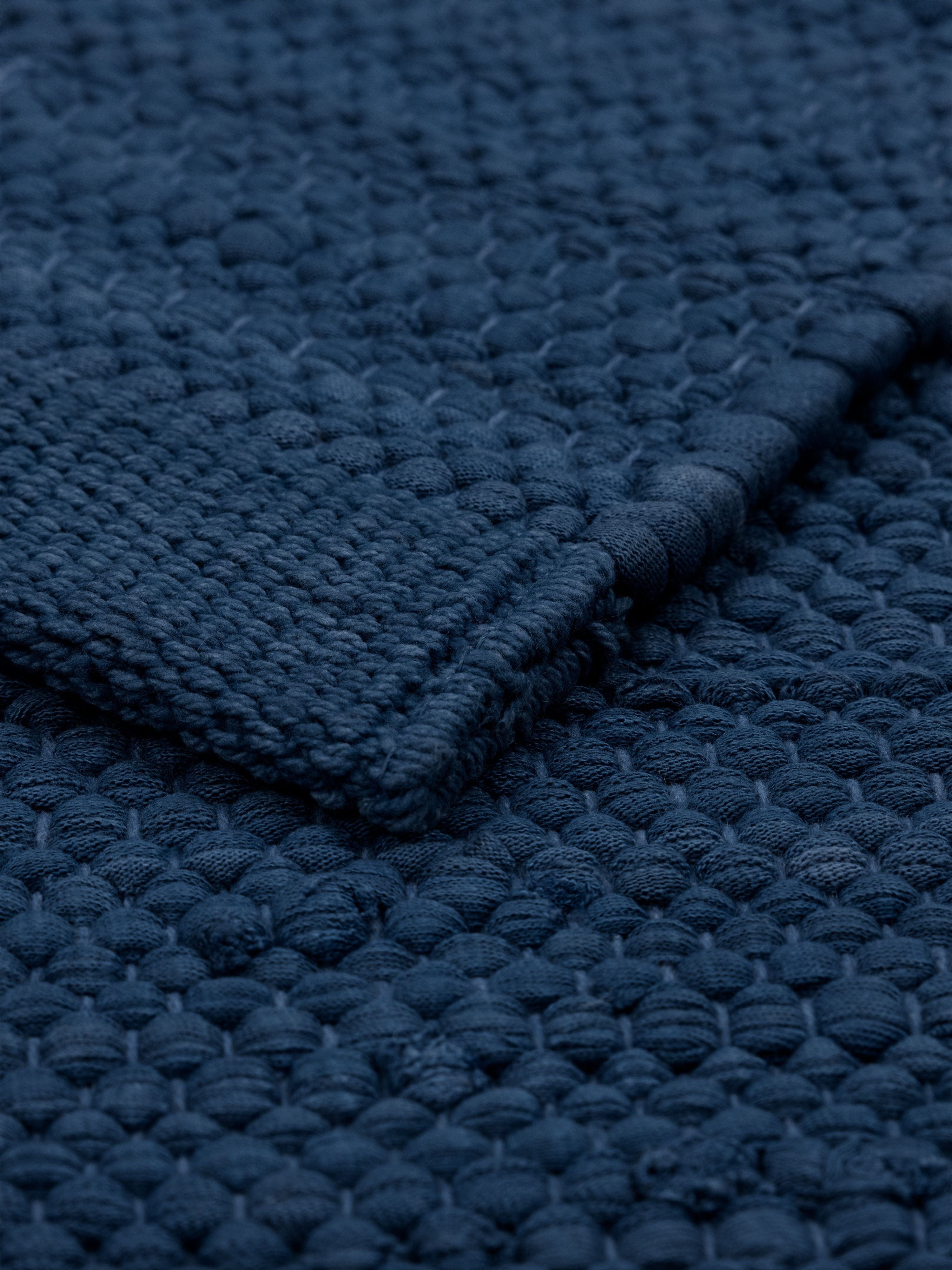 Rug Solid Cotton Tæppe 65 x 135 Cm, Blueberry