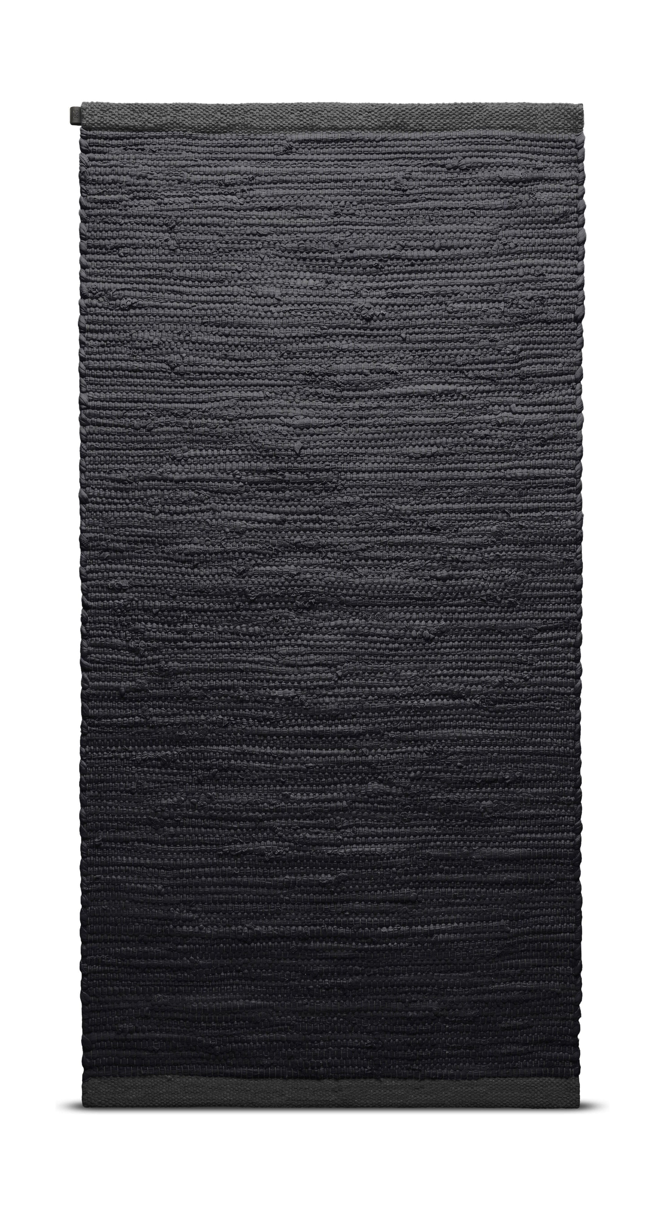 Rug Solid Cotton Tæppe 75 x 200 Cm, Charcoal