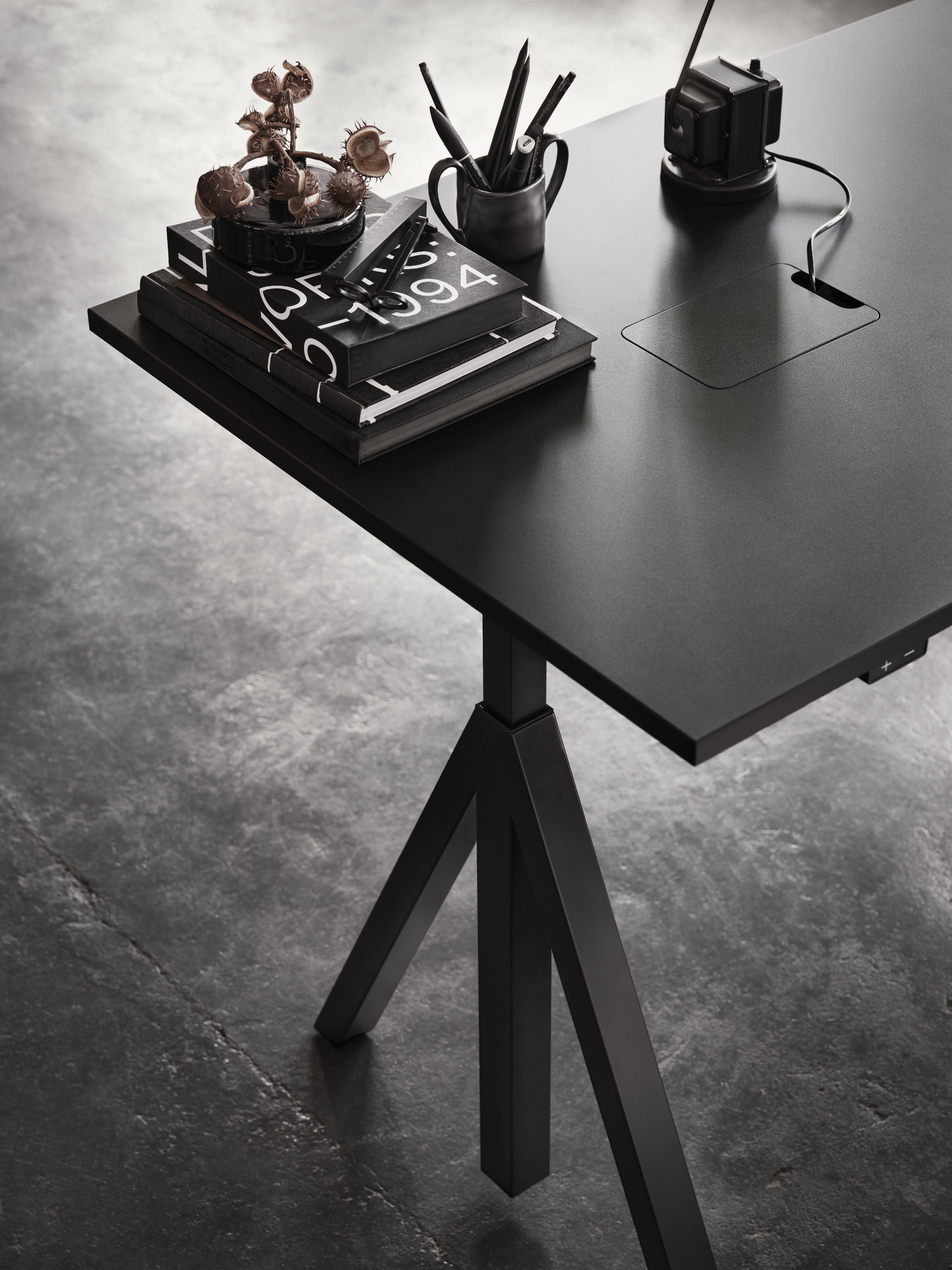 String Furniture Fungerar höjd justerbar möte tabell 90x180 cm, ek/svart