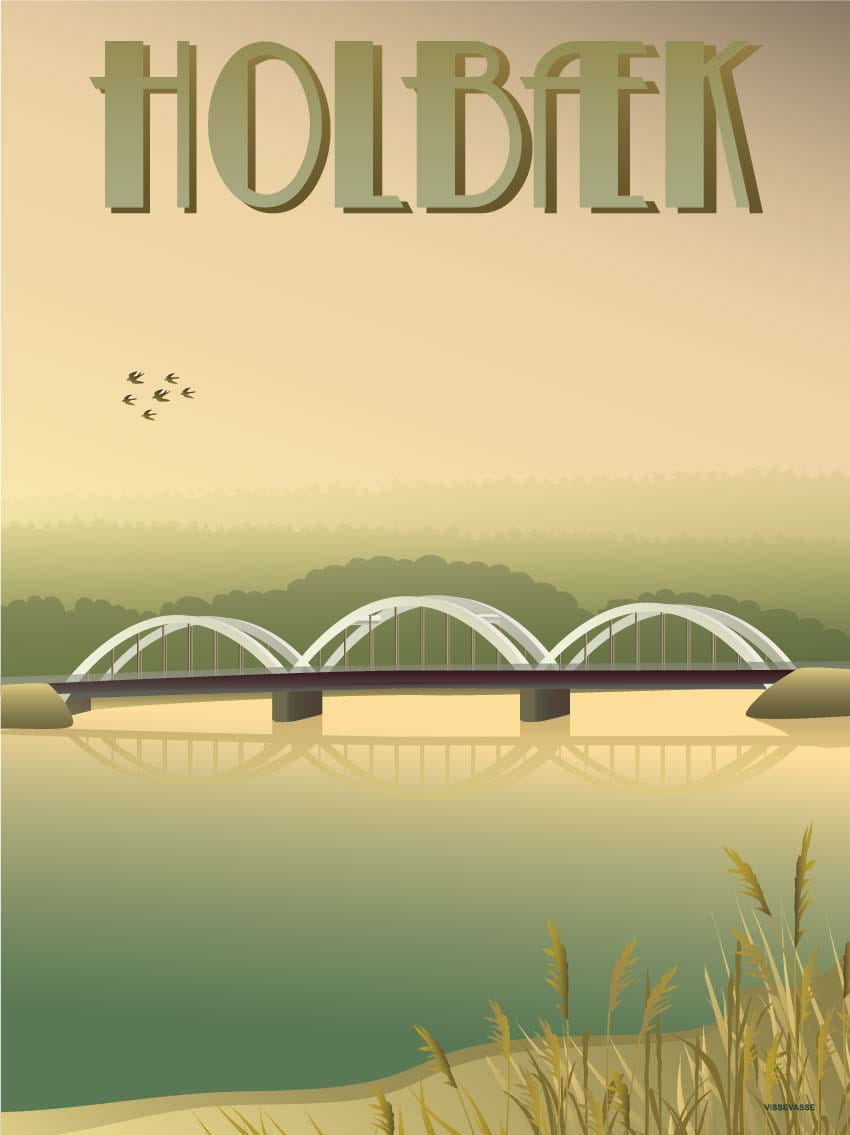 Vissevasse Holbæk Munkholm Bridge -affisch, 50x70 cm